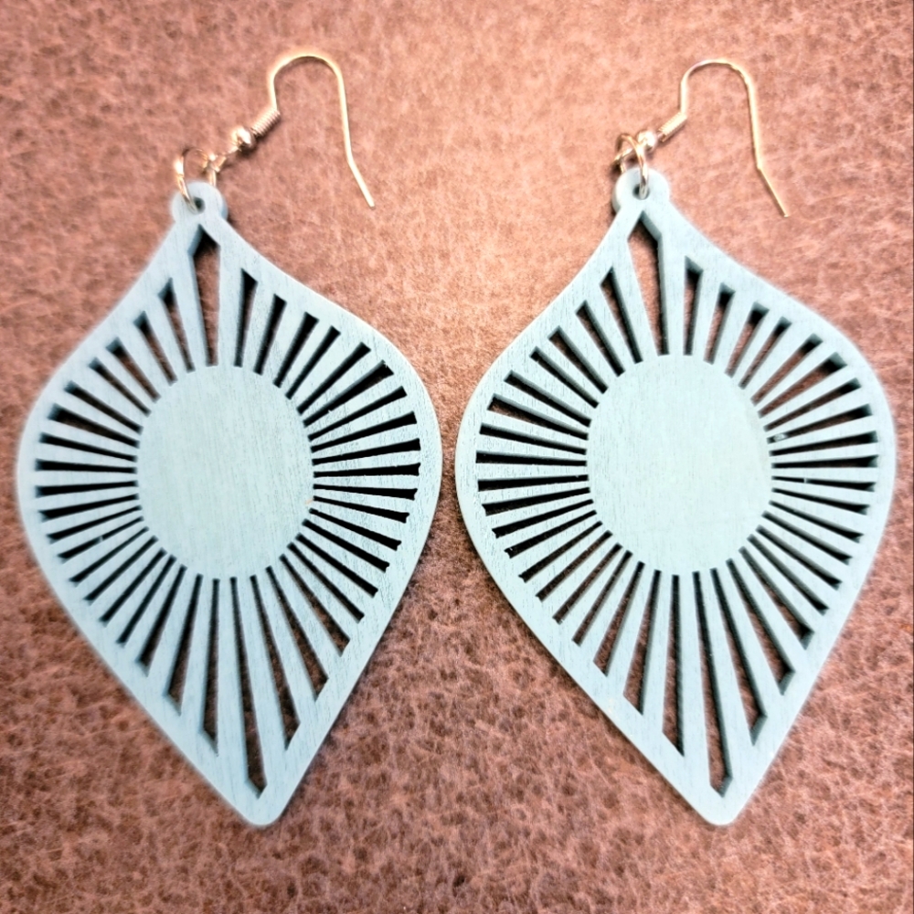 COPY - Blue Bohemian Style Wood Dangle Earrings